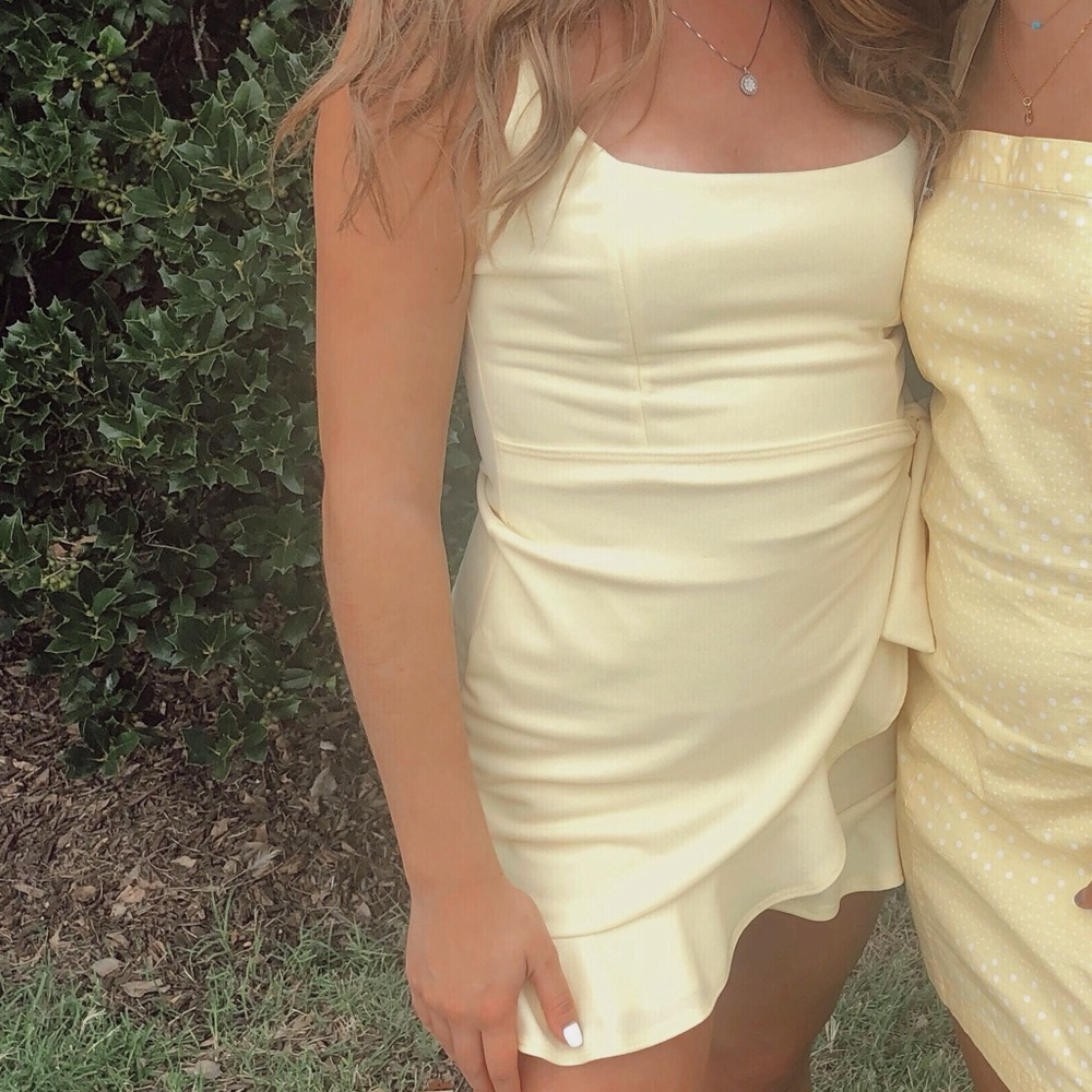 Yellow Ruffle Hem Dress Lucy in the Sky